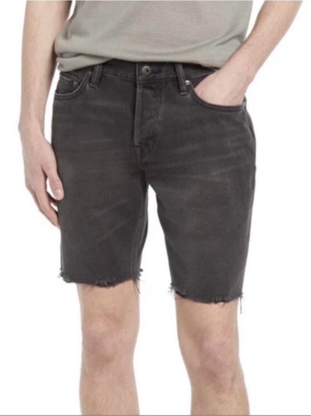 AllSaints Washed Black Cutoff Denim Shorts